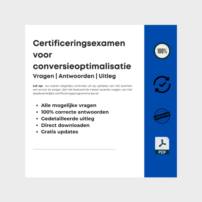 Afbeelding met omslag van e-boek getiteld Certificeringsexamen voor conversieoptimalisatie